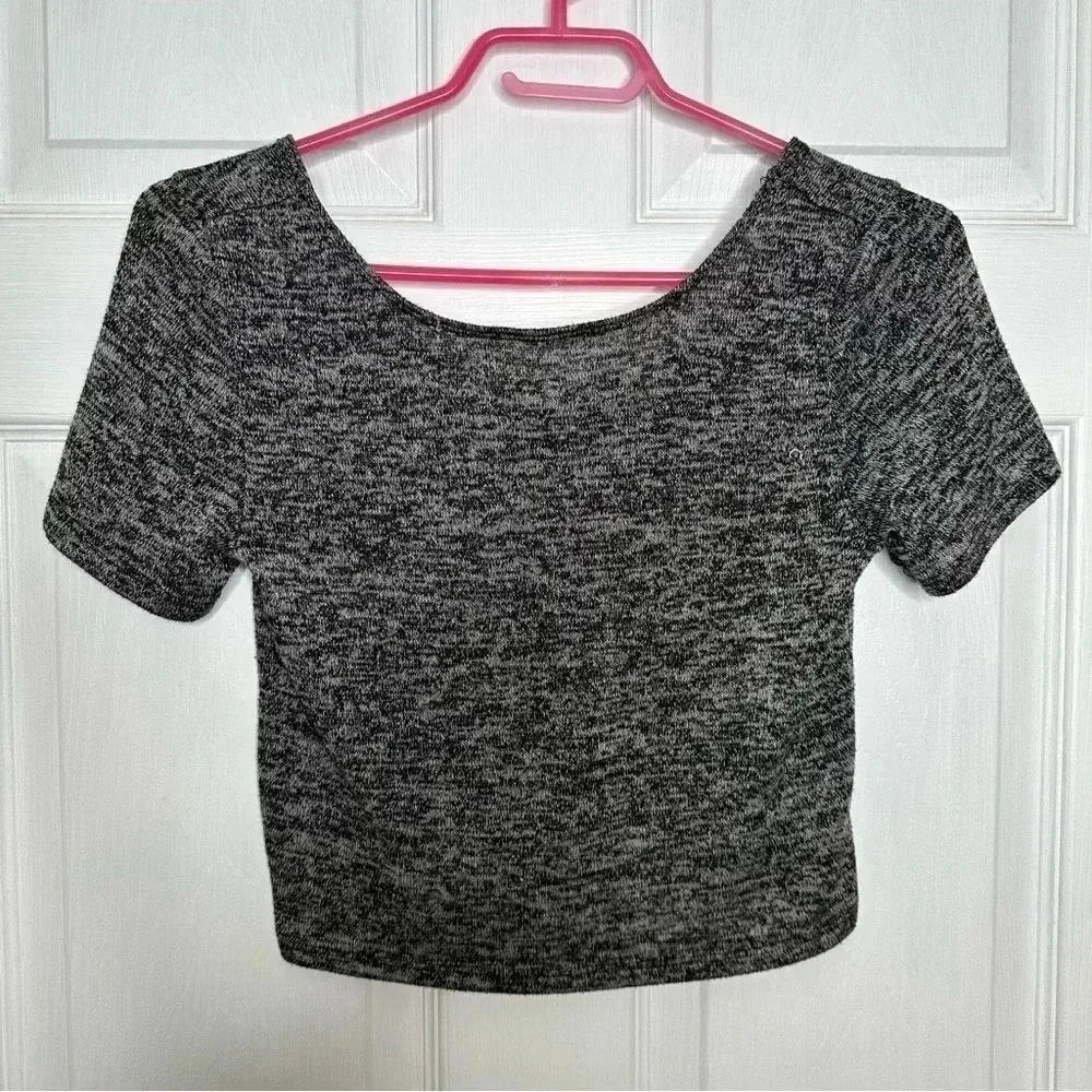 Kersh T-Shirt Cropped  Marled Black & White Size Small